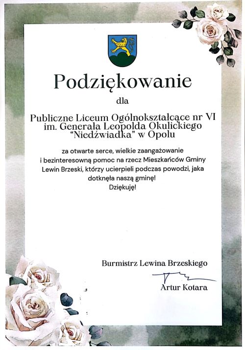 Podziękowanie z Lewina